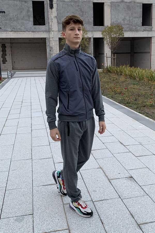 Remsa Spor Likralı Penye Erkek Eşofman Takımı Gri