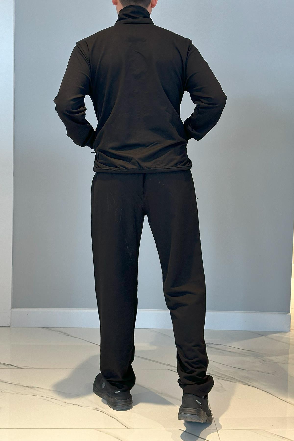 Remsa Spor Likralı Penye Erkek Eşofman Takımı 6711 Siyah