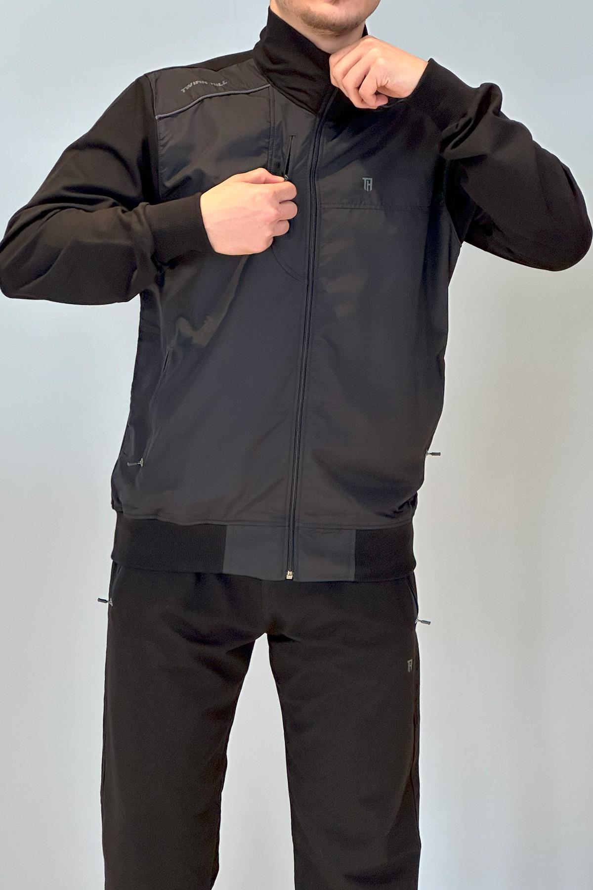 Remsa Spor Likralı Penye Erkek Eşofman Takımı 6711 Siyah