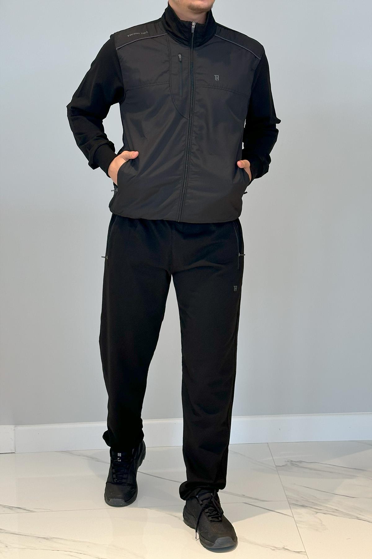 Remsa Spor Likralı Penye Erkek Eşofman Takımı 6711 Siyah