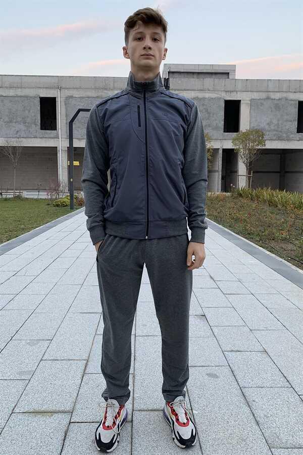 Remsa Spor Likralı Penye Erkek Eşofman Takımı Gri