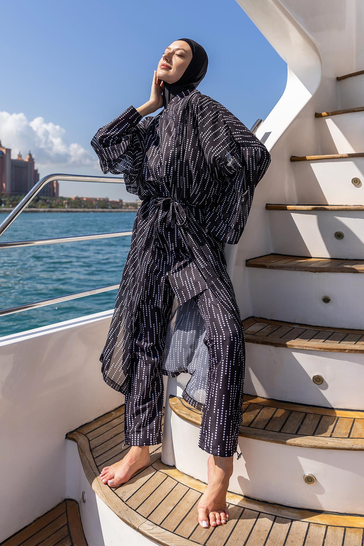 Remsa Tesettür Mayo Üzerine Tek Kaftan Kimono Pareo RP006 Yasmin