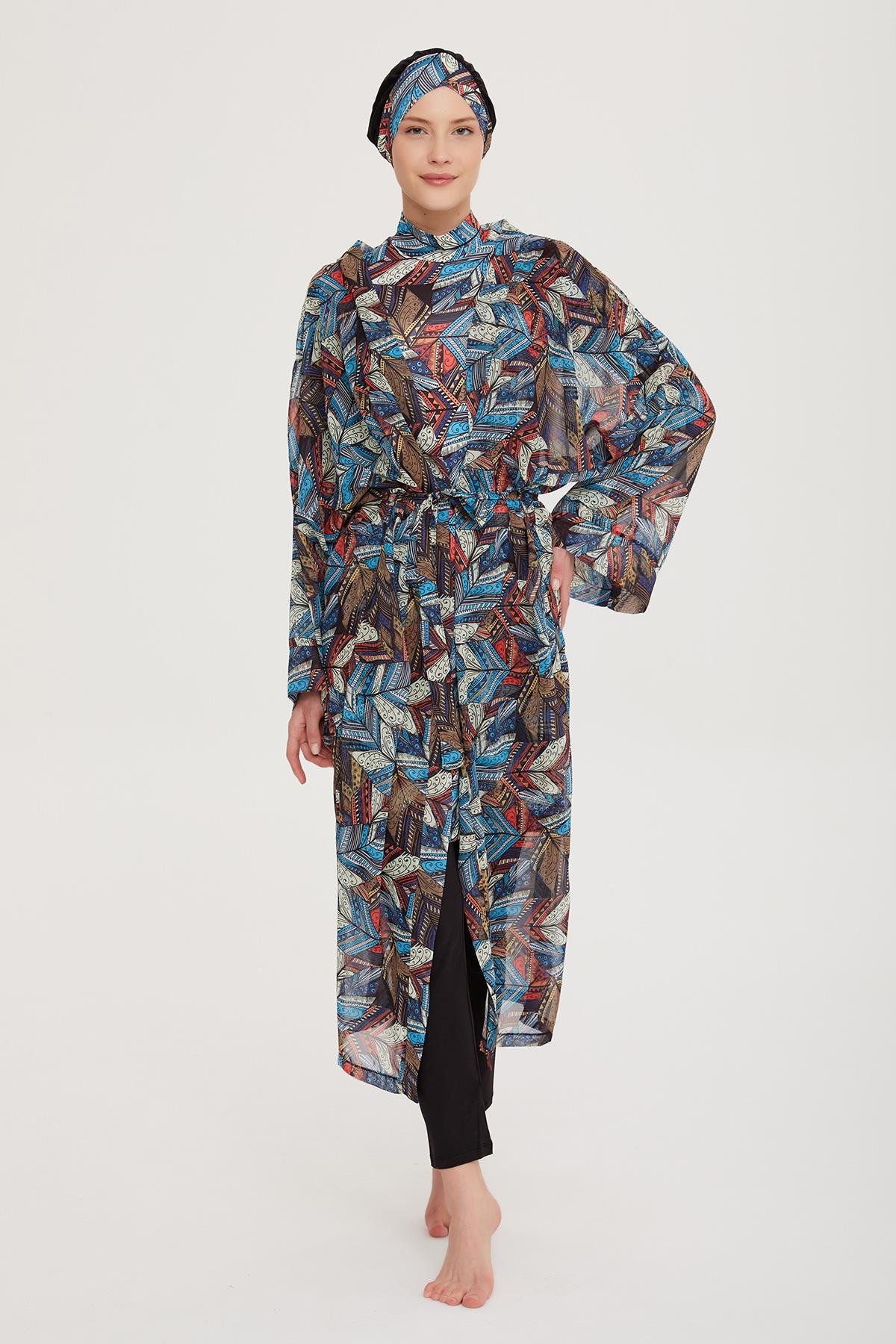 Remsa Tesettür Mayo Üzerine Tek Kaftan Kimono Pareo RP008 Tülay