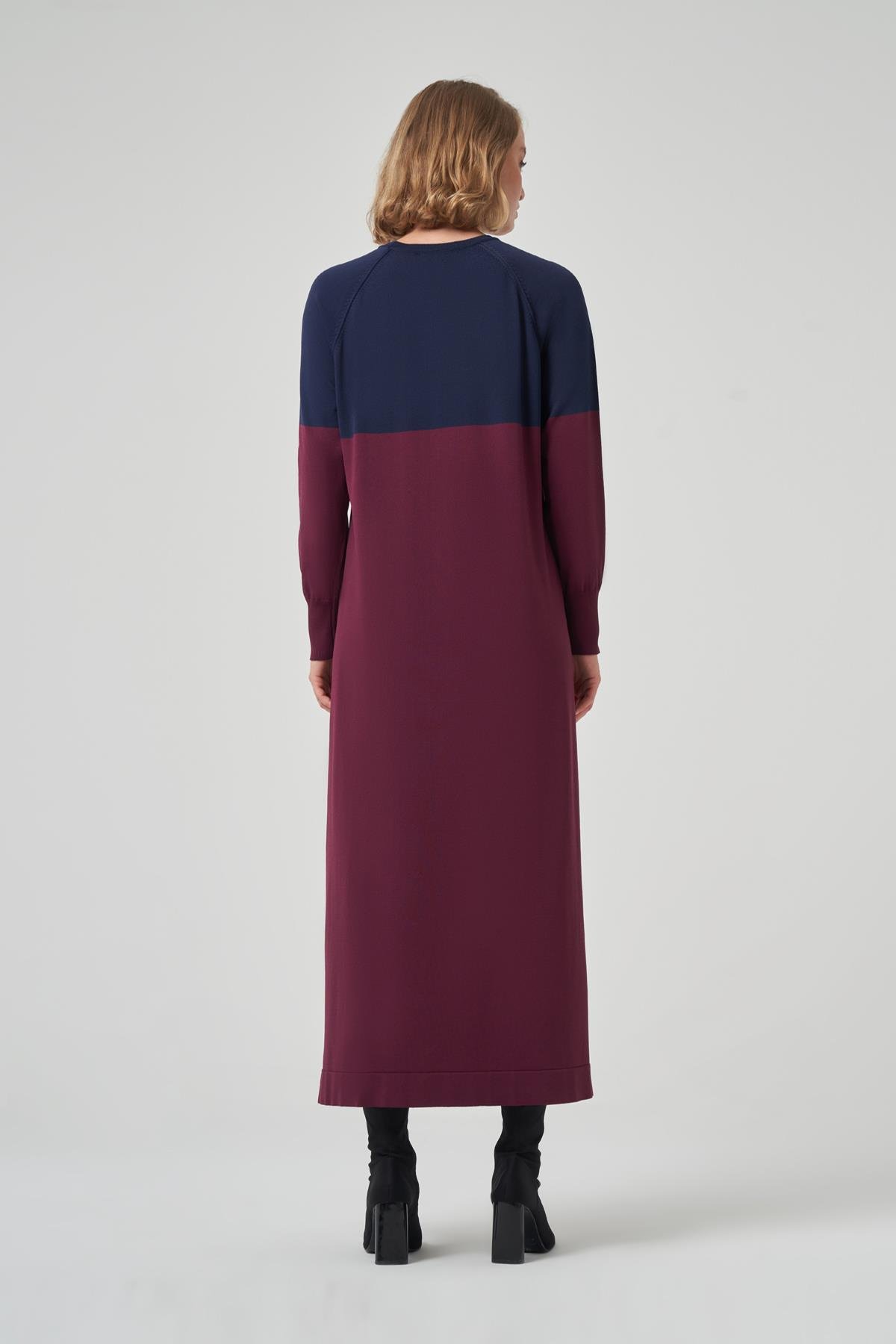 Renk Geçişli Triko Elbise 508 Bordo
