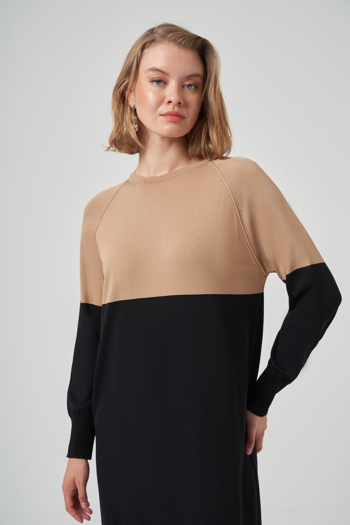 Renk Geçişli Triko Elbise 508 Siyah