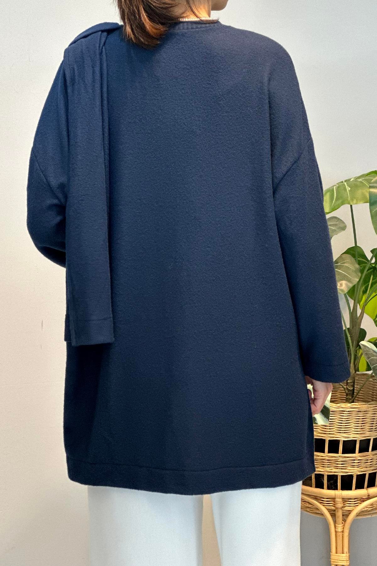 Şal Kapama Detaylı Hırka 3153 Lacivert