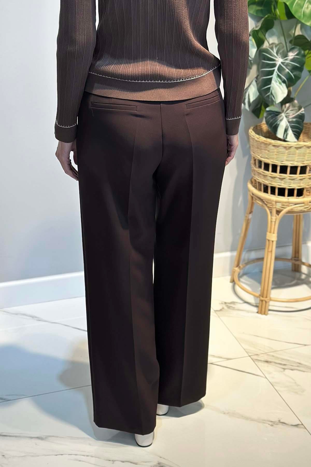 Sentez Geniş Paça Palazzo Pantolon 5578 Kahverengi