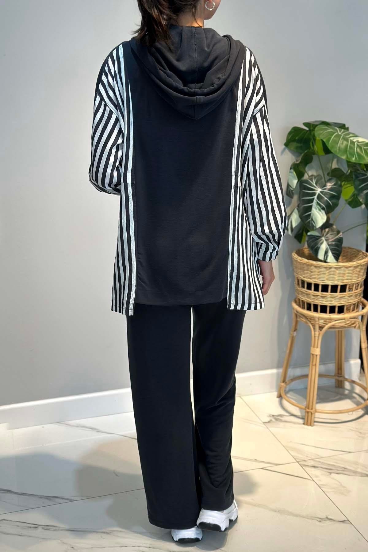 Şerit Detay Pantolonlu Takım 70081 Antrasit