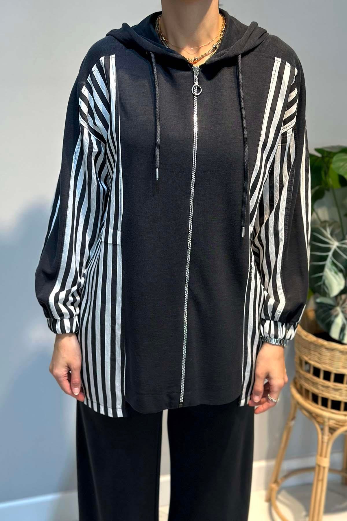 Şerit Detay Pantolonlu Takım 70081 Antrasit