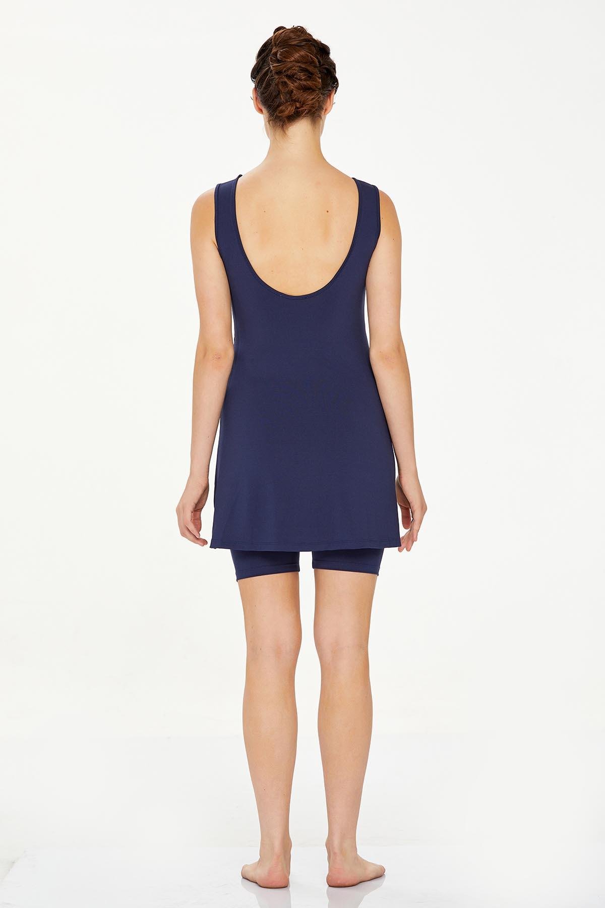 Sıfır Kol Şortlu Yarı Kapalı Mayo Erıca 8318 Koyu Lacivert