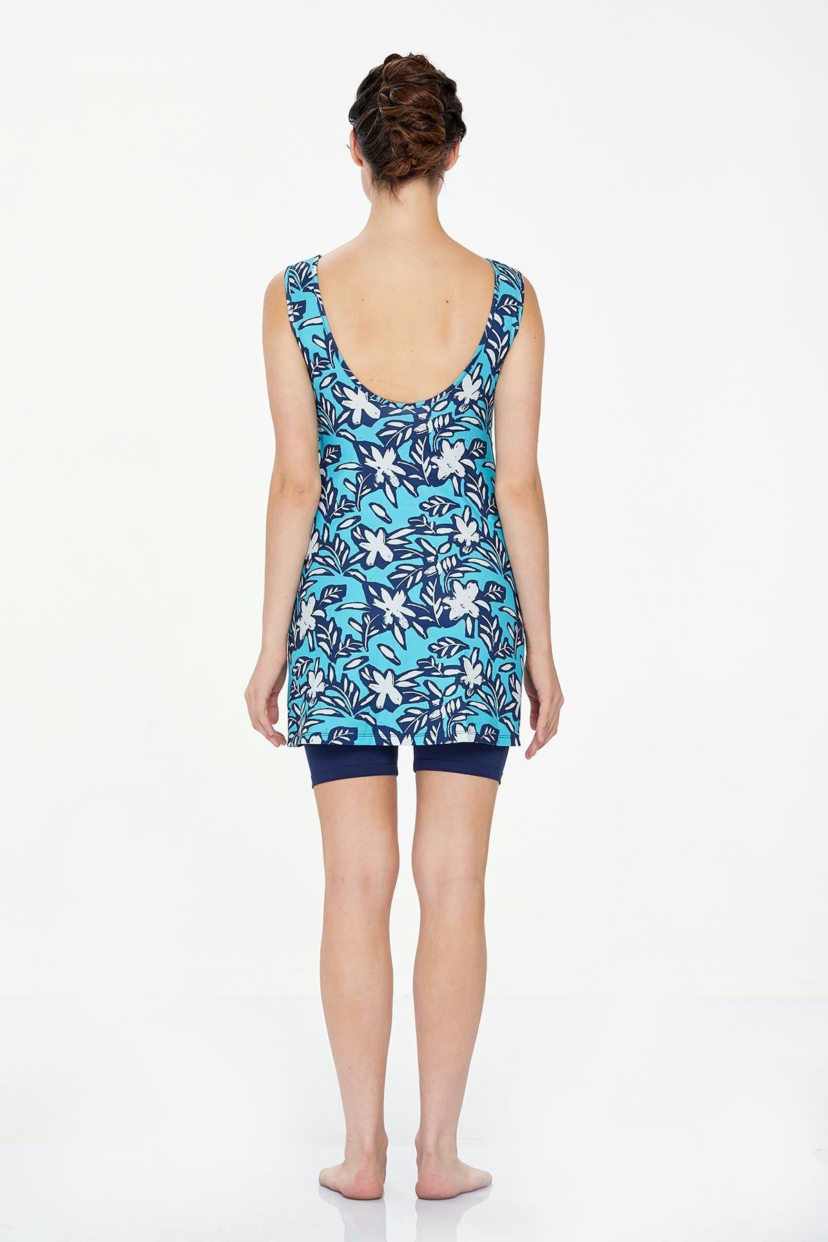 Sıfır Kol Şortlu Yarı Kapalı Mayo Halsey 8313 Koyu Lacivert