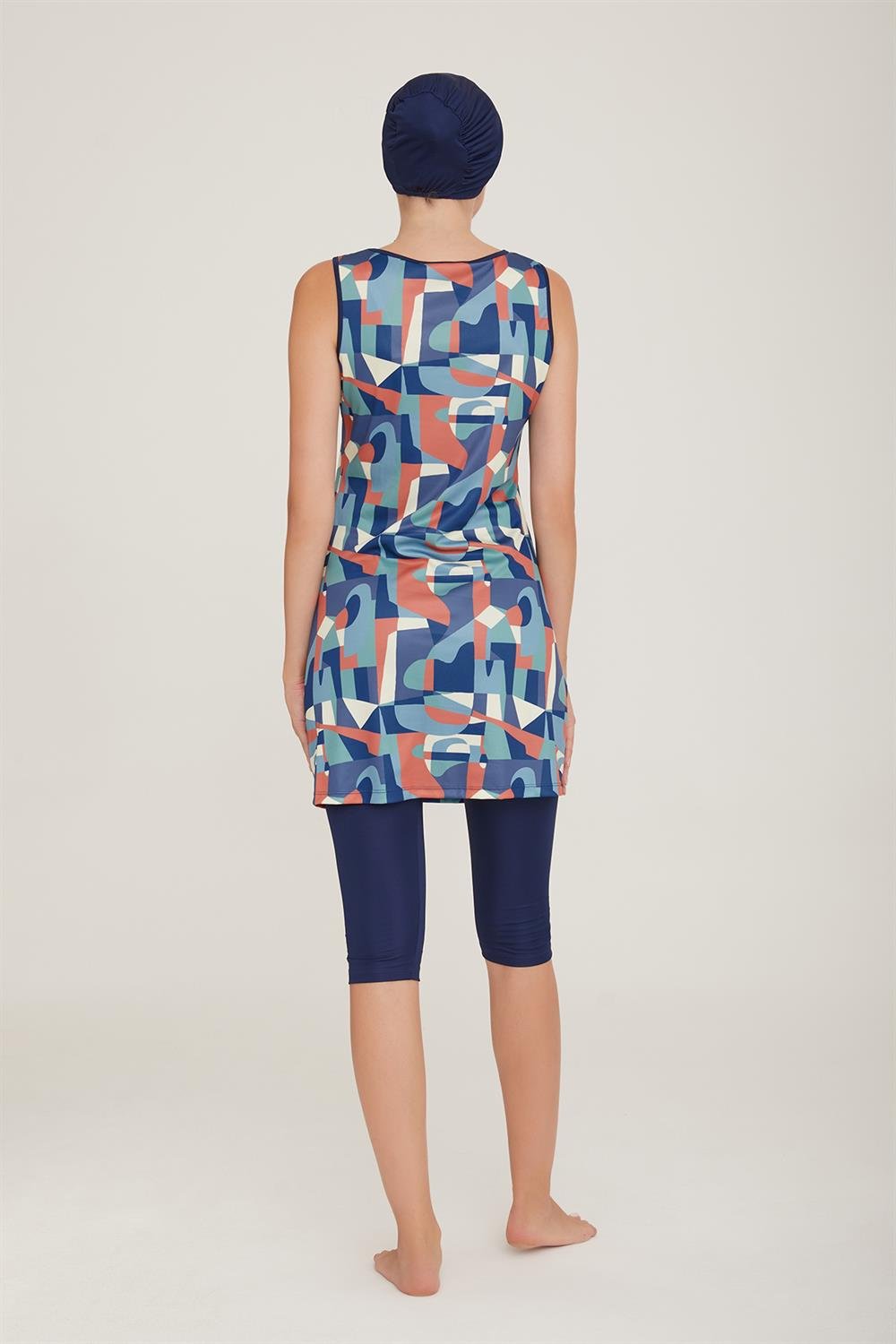 Sıfır Kol Taytlı Yarı Kapalı Mayo Dilan 5 9096 Koyu Lacivert Remsa Mayo