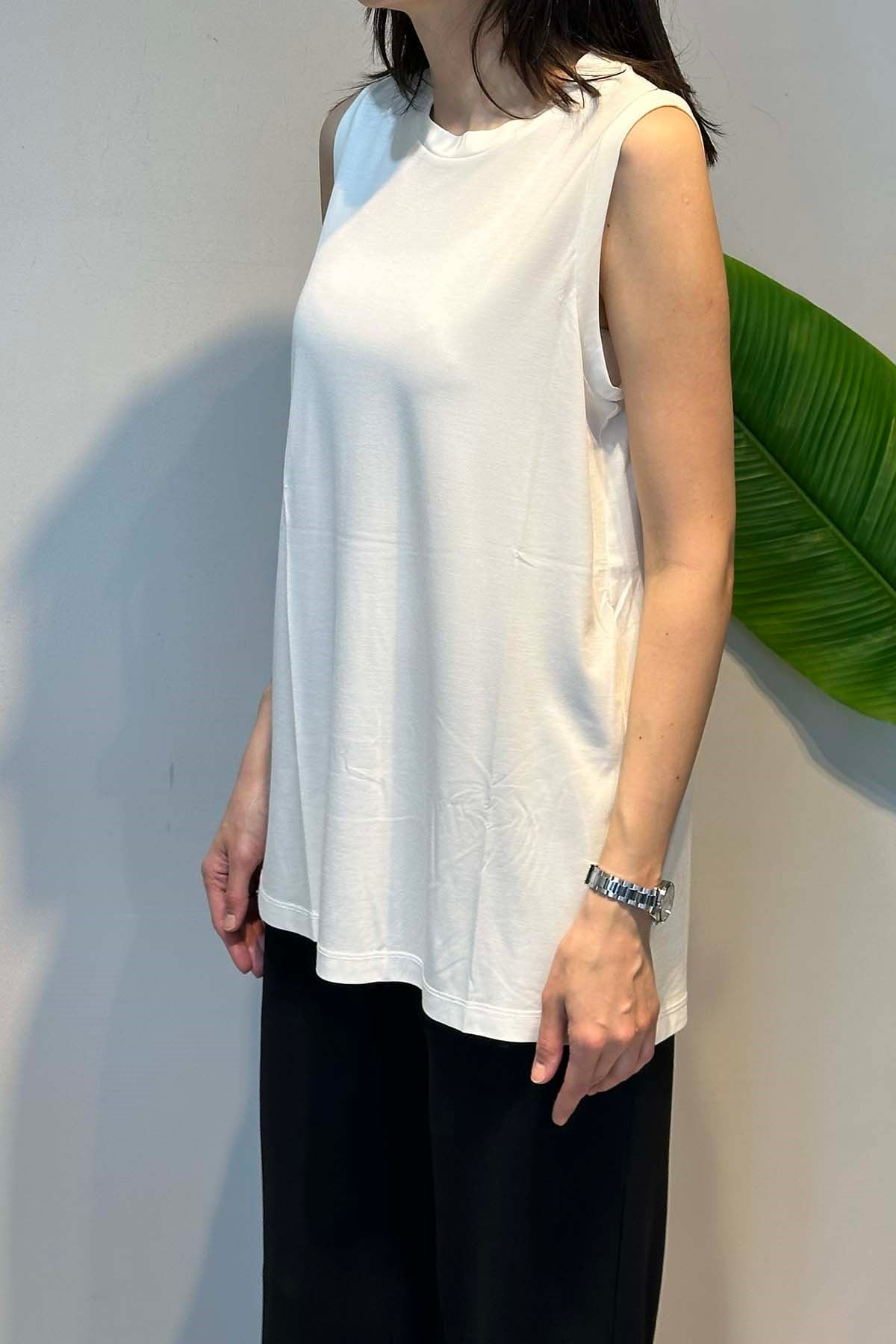 Sıfır Kollu Bambu Bluz 168 Ekru