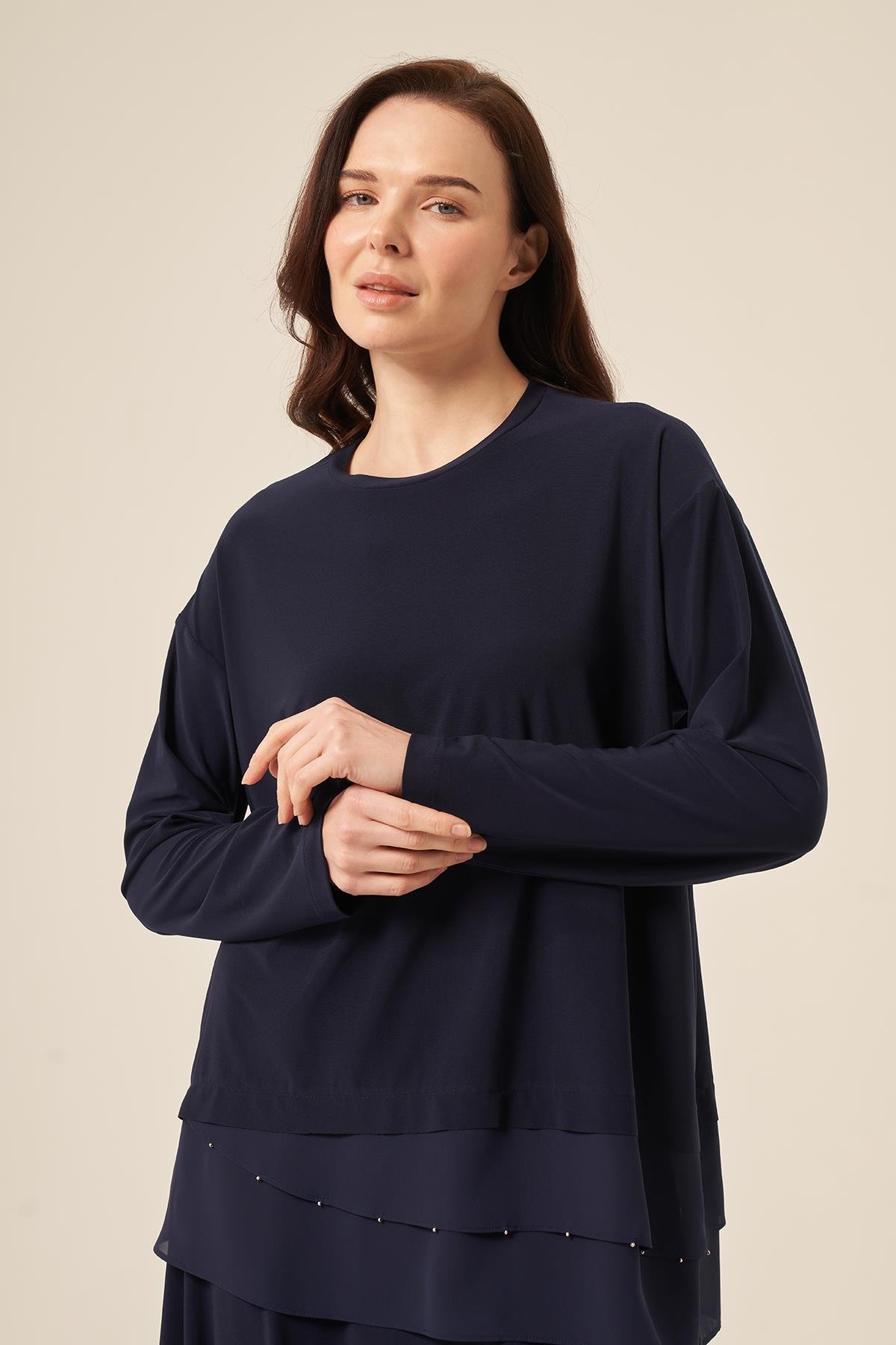 Şifon Kumaş Sandy Takım 59112 Lacivert