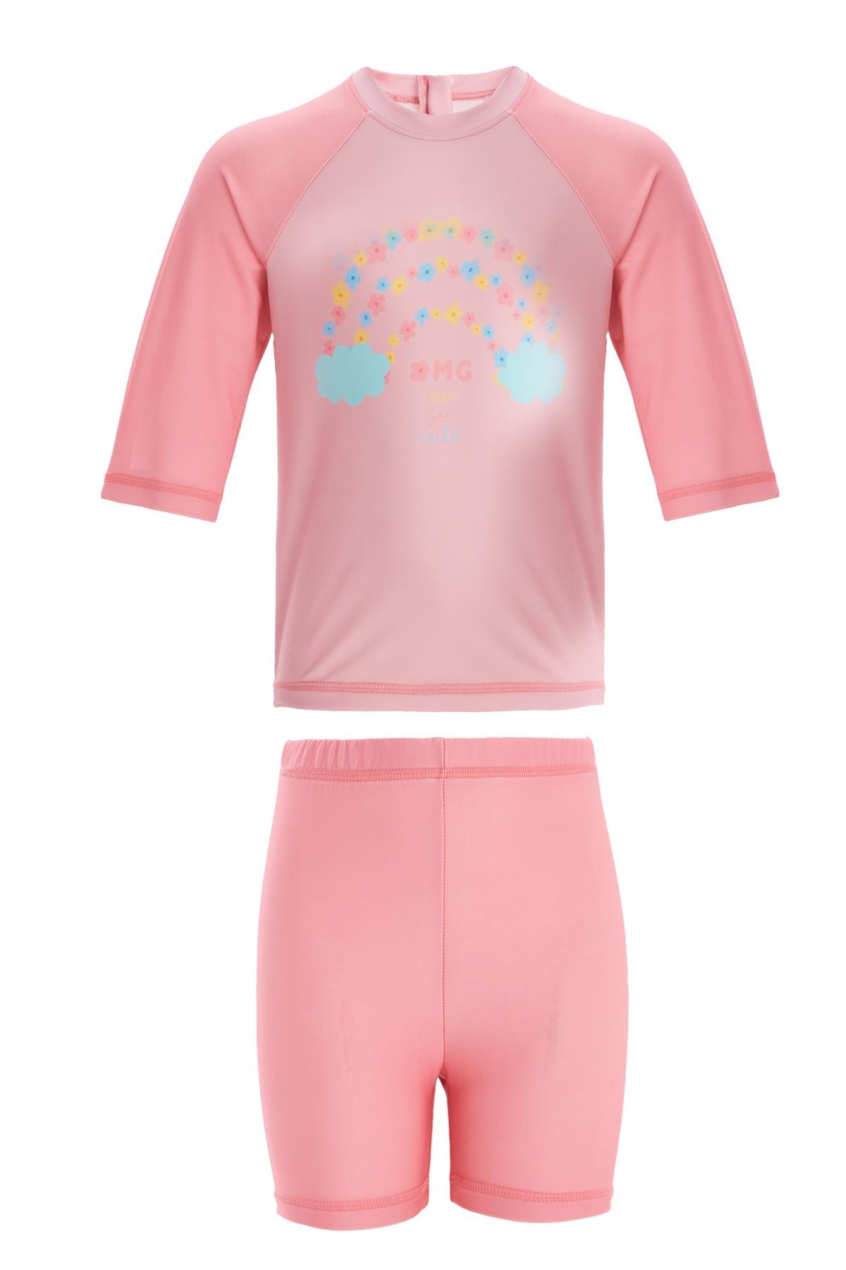 Şort Tişört Kız Çocuk Deniz Havuz Mayosu Remsa Mayo Arıo 1 5442 Pembe