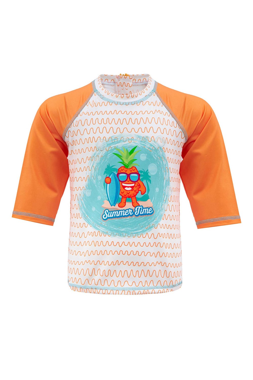 Şort Tişört Takım Kısa Kollu Ananas Çocuk Bebek Mayo 5386 Kawaii Turuncu
