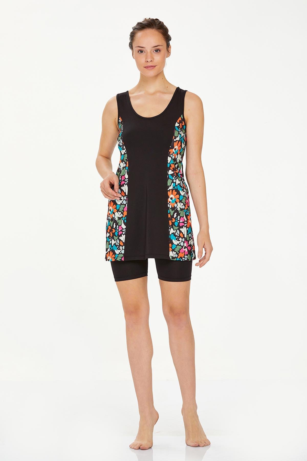 Şortlu Yarı Kapalı Mayo Hery 8317 Siyah