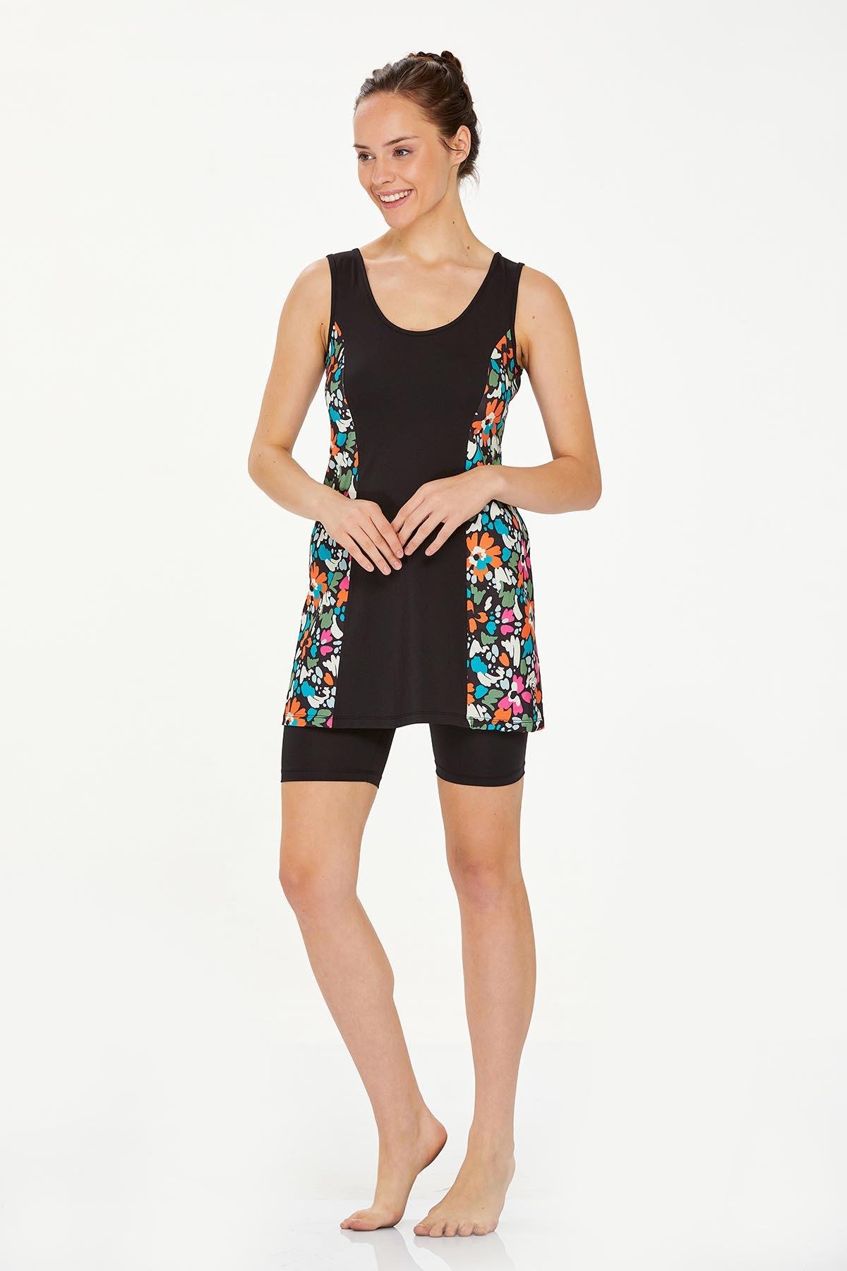 Şortlu Yarı Kapalı Mayo Hery 8317 Siyah