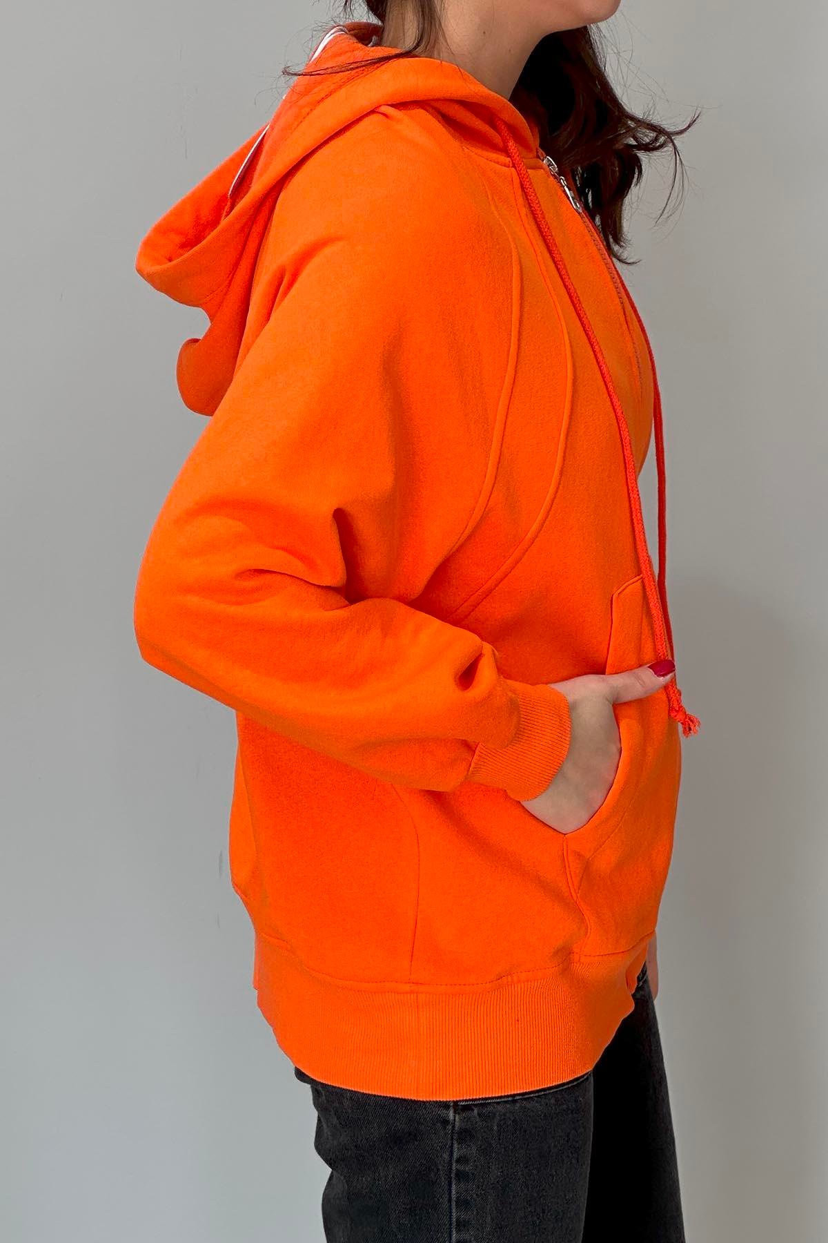 Soul Basic Uzun Sweat Ceket 32021 Turuncu