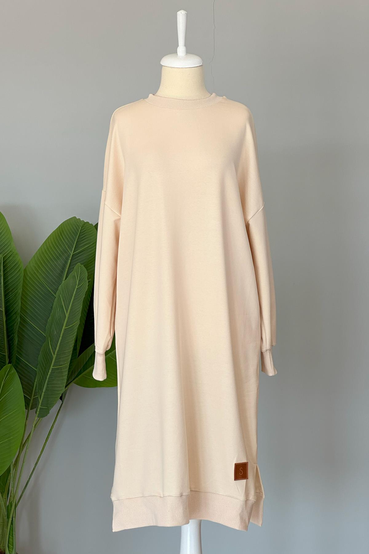 Soul Basic Uzun Sweat Tunik 30645 Bej
