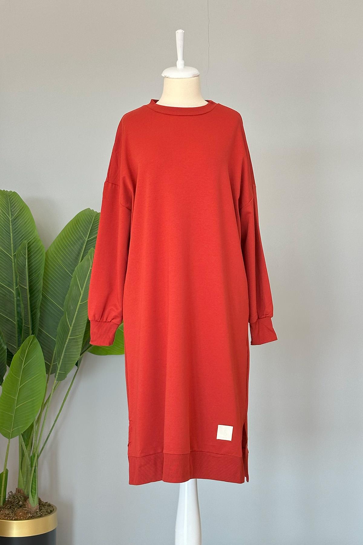 Soul Basic Uzun Sweat Tunik 30645 Kiremit