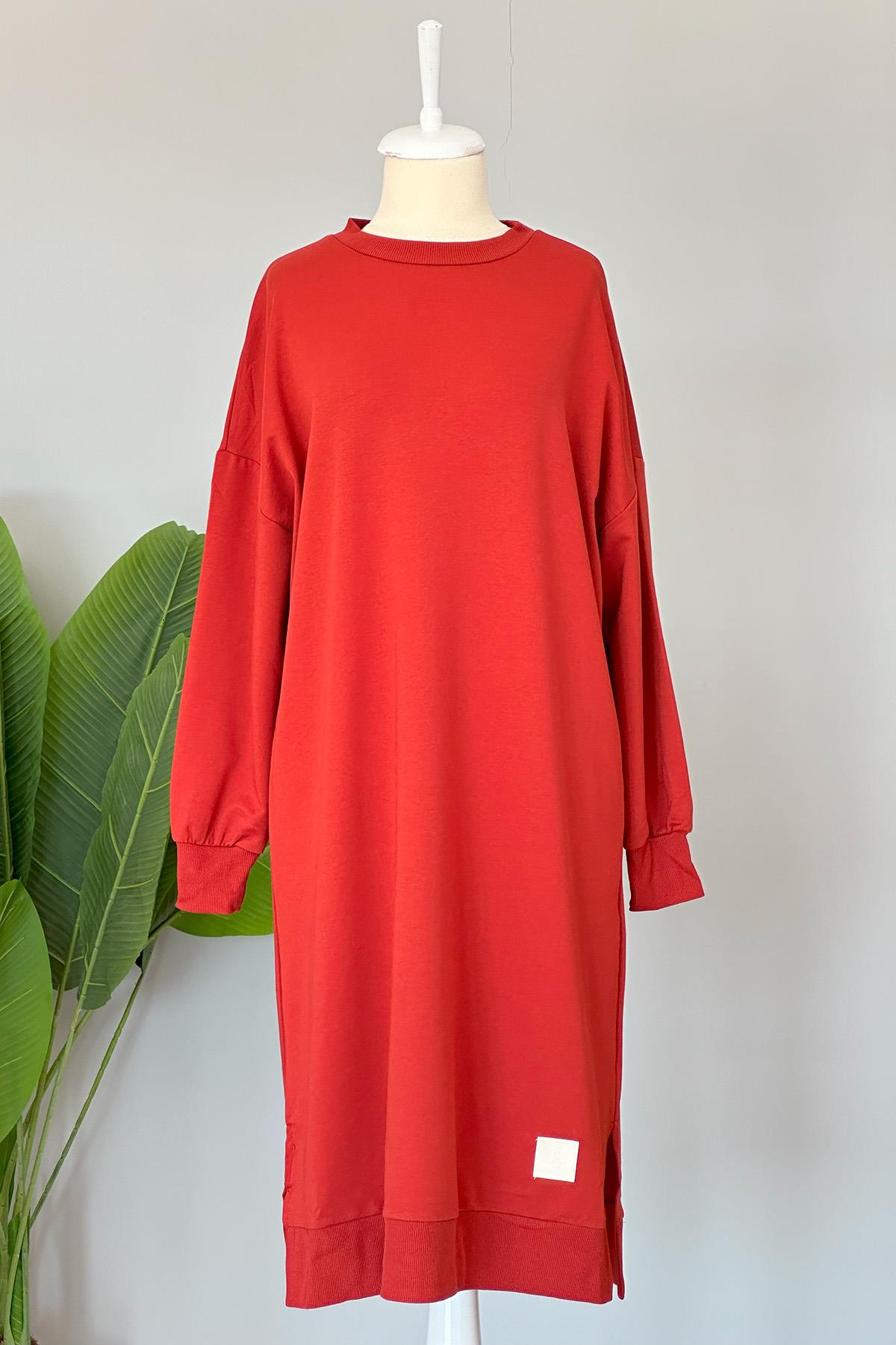Soul Basic Uzun Sweat Tunik 30645 Kiremit