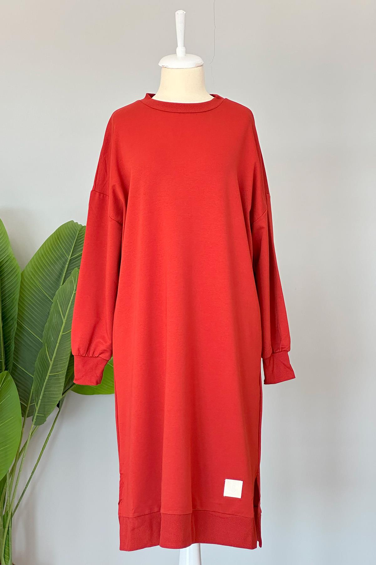 Soul Basic Uzun Sweat Tunik 30645 Kiremit