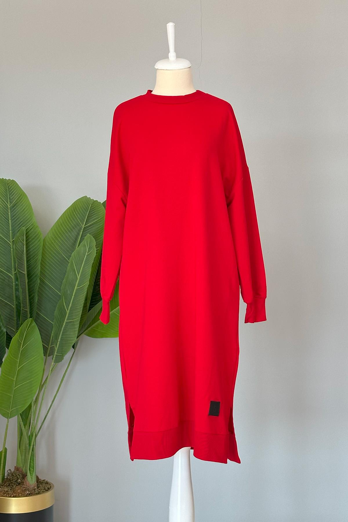 Soul Basic Uzun Sweat Tunik 30645 Kırmızı