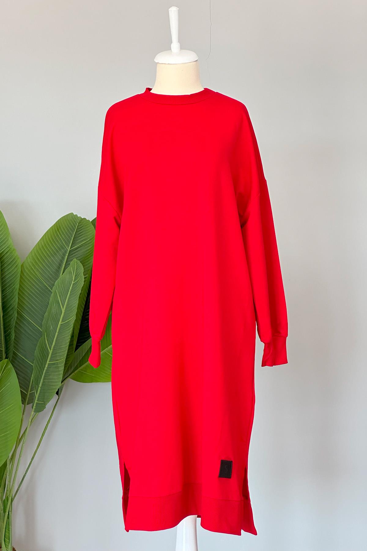 Soul Basic Uzun Sweat Tunik 30645 Kırmızı