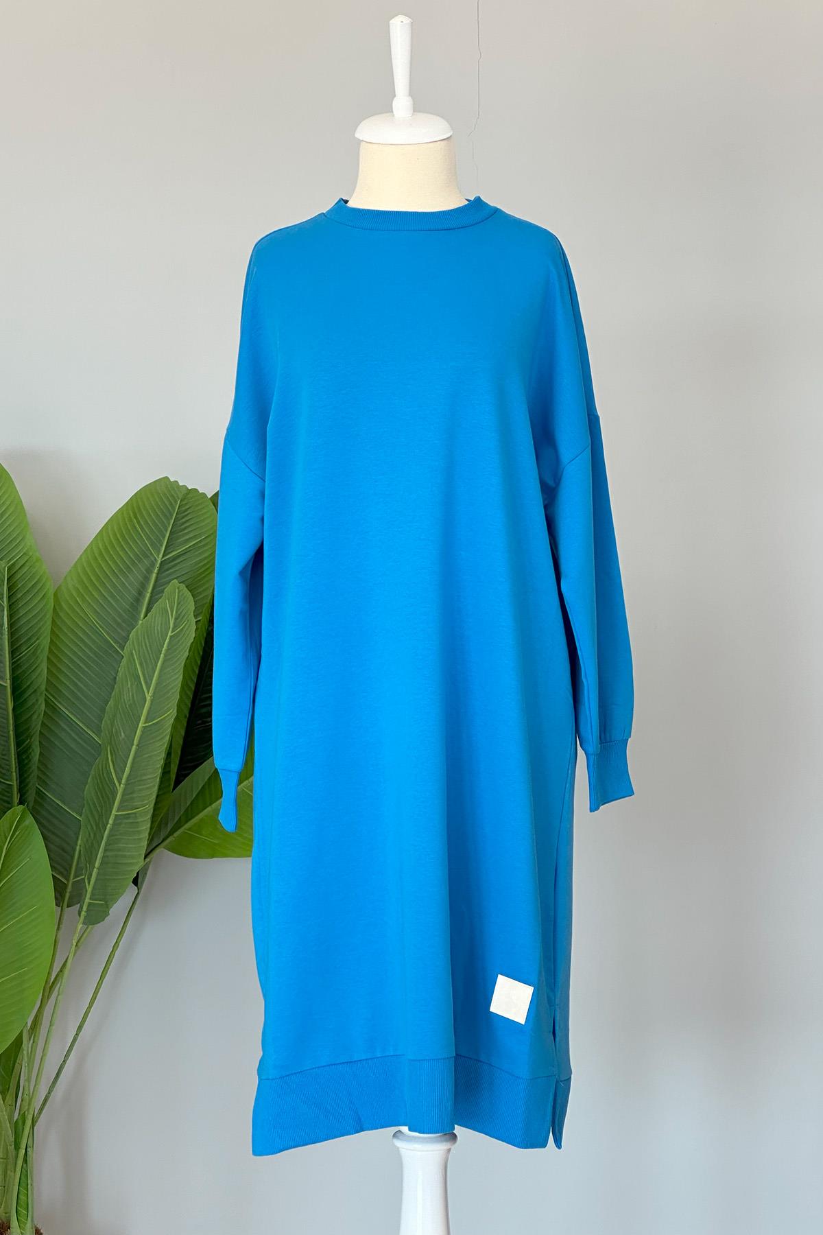 Soul Basic Uzun Sweat Tunik 30645 Mavi