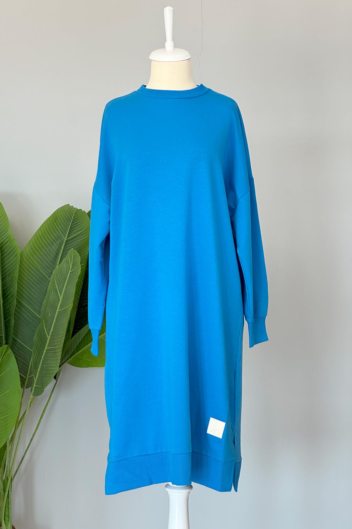 Soul Basic Uzun Sweat Tunik 30645 Mavi