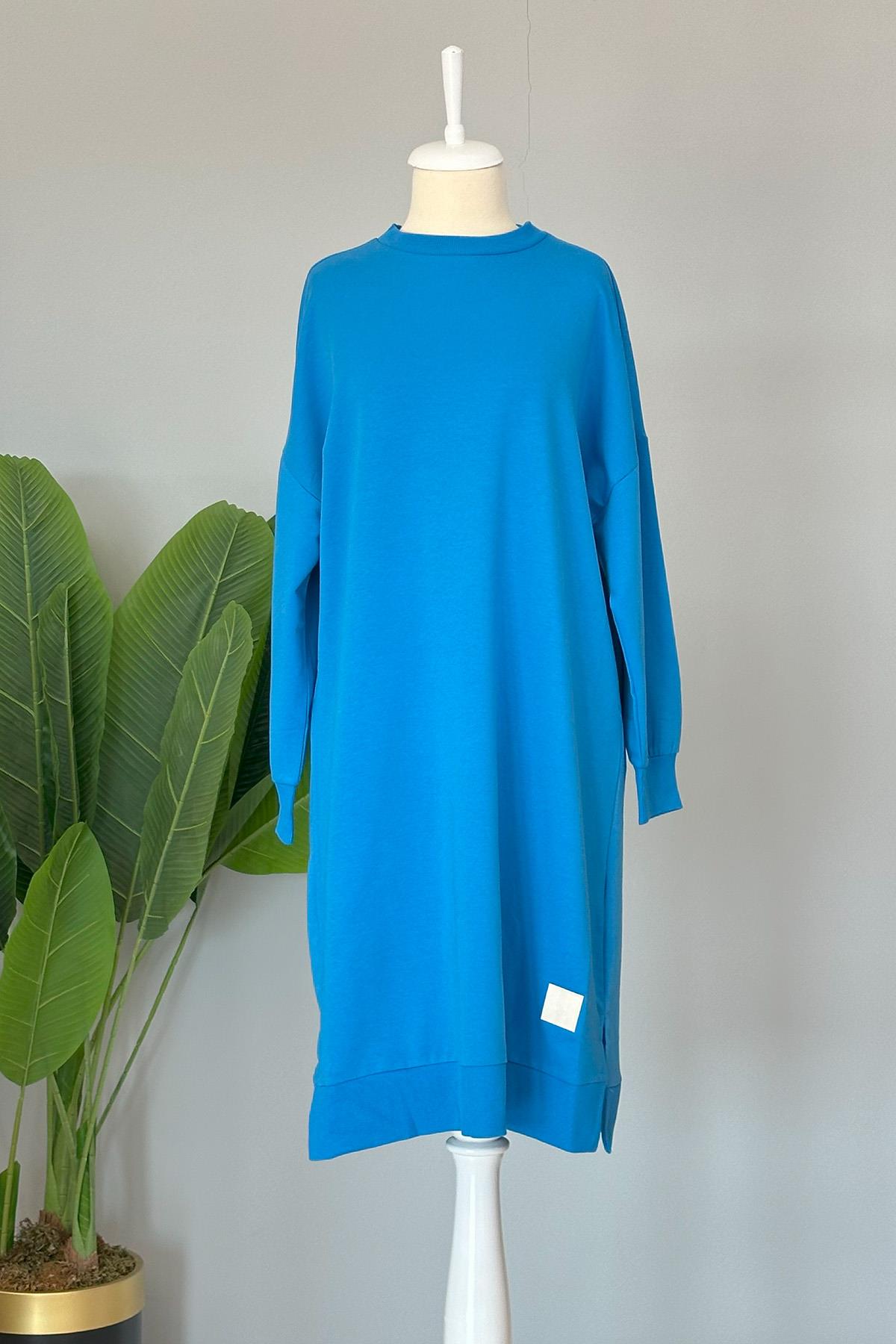 Soul Basic Uzun Sweat Tunik 30645 Mavi