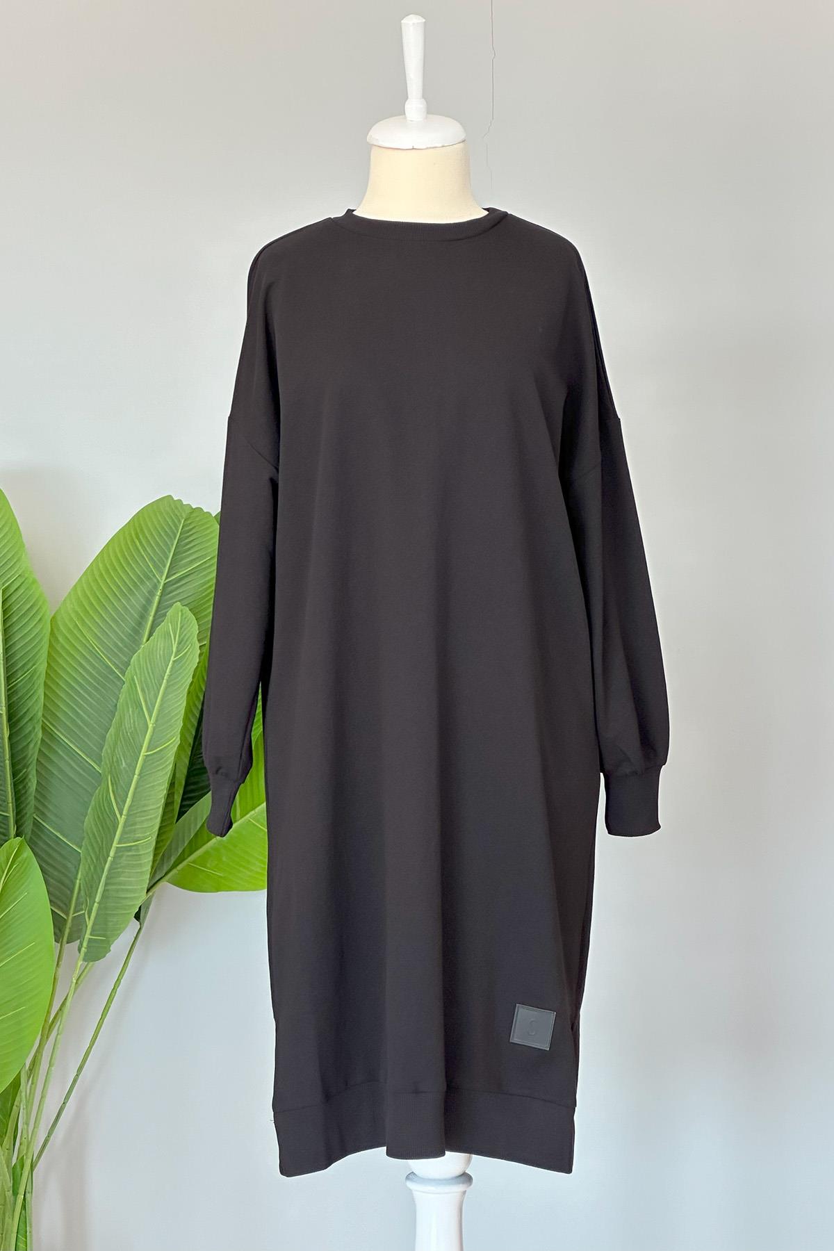 Soul Basic Uzun Sweat Tunik 30645 Siyah