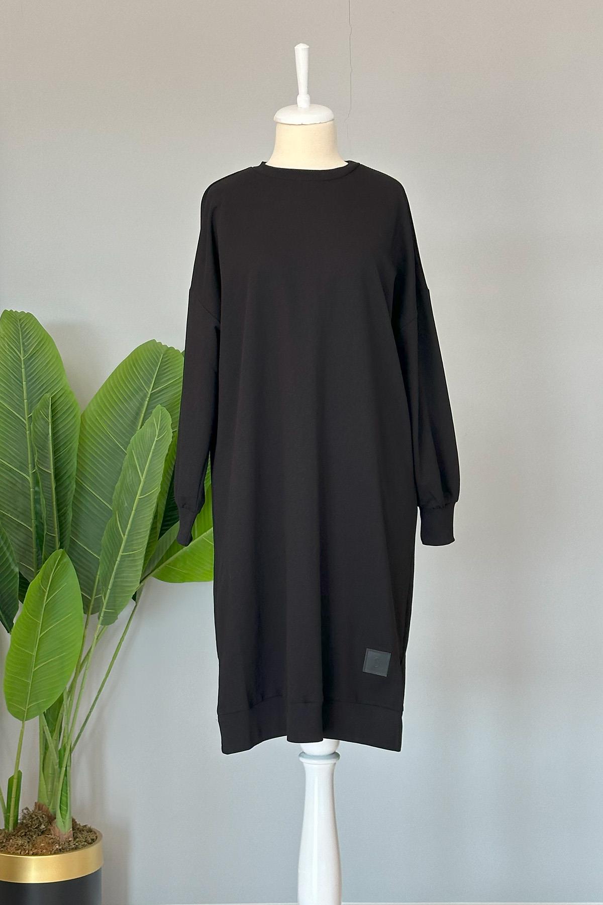 Soul Basic Uzun Sweat Tunik 30645 Siyah