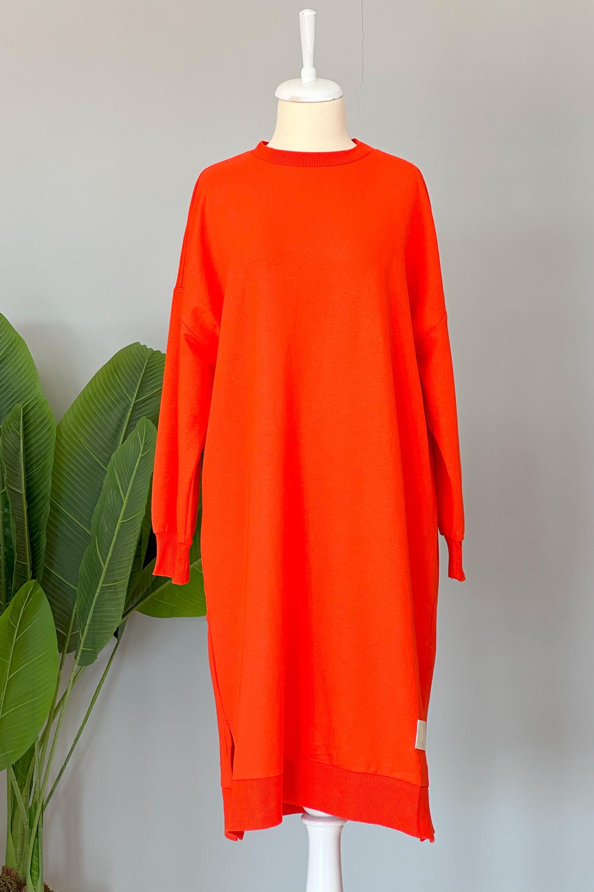 Soul Basic Uzun Sweat Tunik 30645 Turuncu