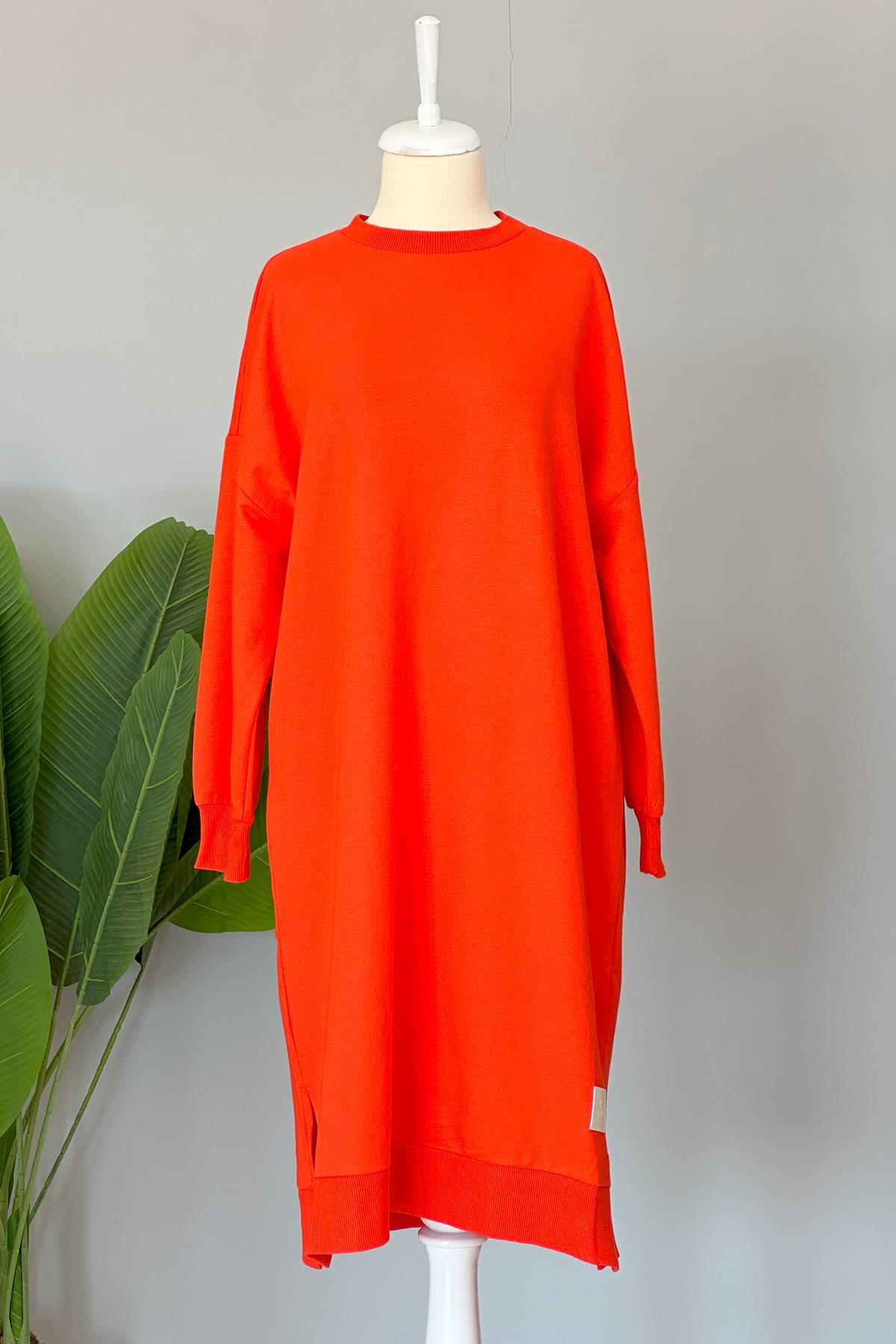 Soul Basic Uzun Sweat Tunik 30645 Turuncu