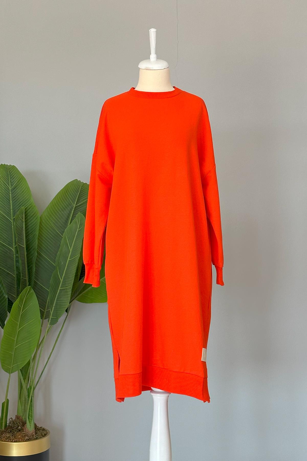 Soul Basic Uzun Sweat Tunik 30645 Turuncu