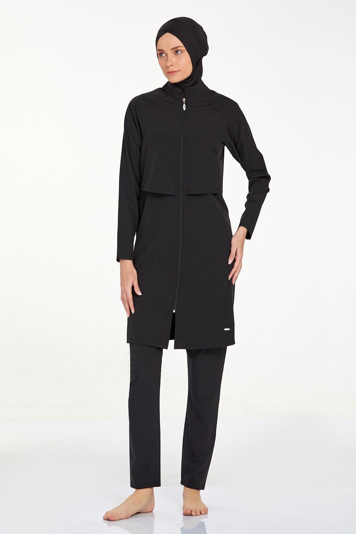 Spor Likra Tam Kapalı Tesettür Mayo Joselyn 4583 Siyah 
