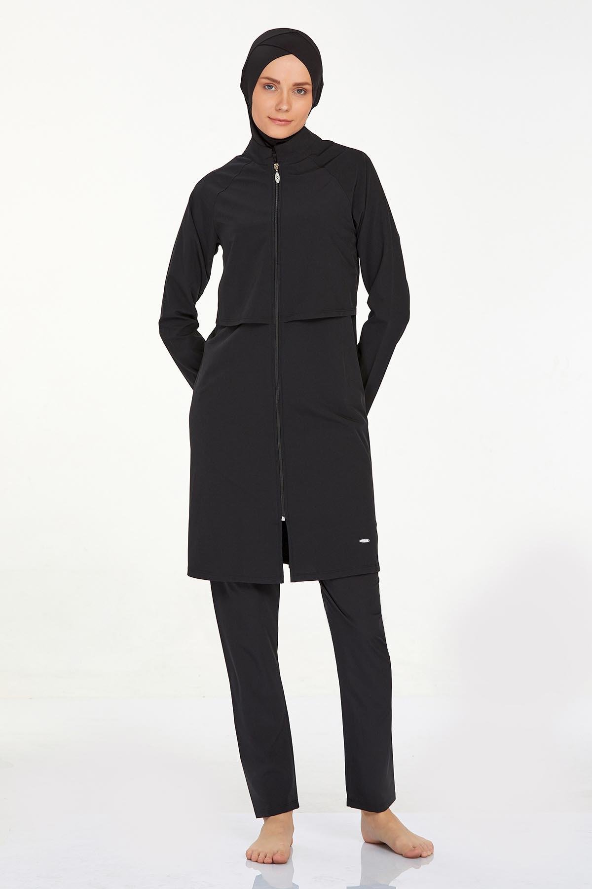 Spor Likra Tam Kapalı Tesettür Mayo Joselyn 4583 Siyah 