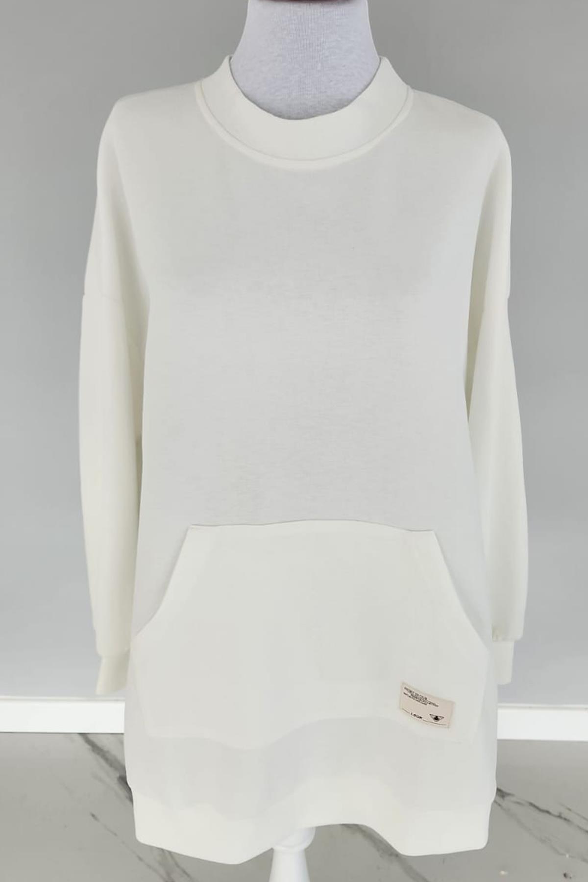 Standart Basic Sweatshırt Tunik 3120 Beyaz
