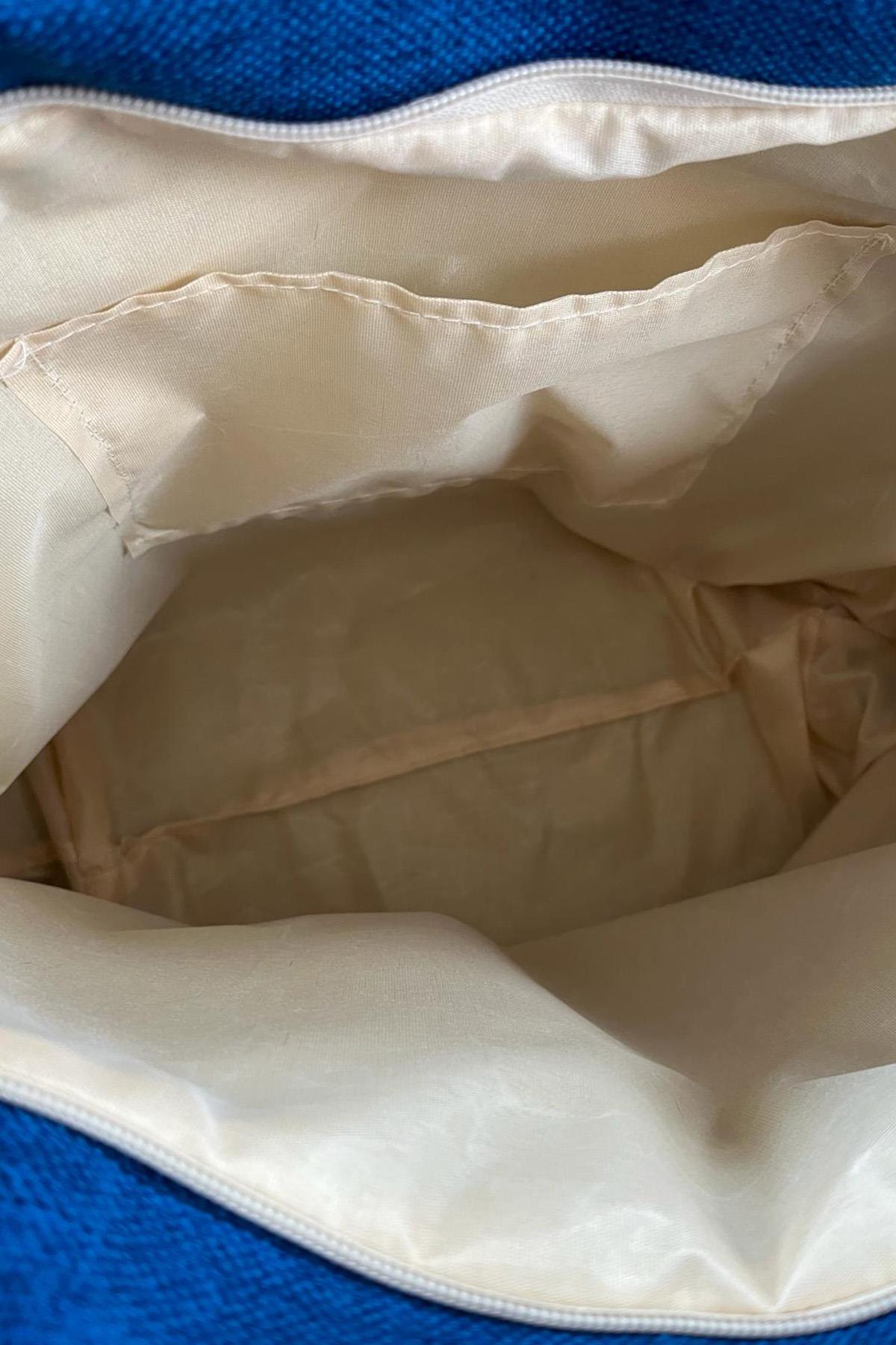 Summer Nakışlı Plaj Çantası Saks