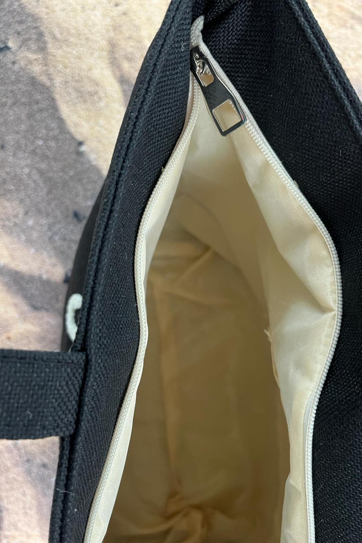 Summer Nakışlı Plaj Çantası Siyah