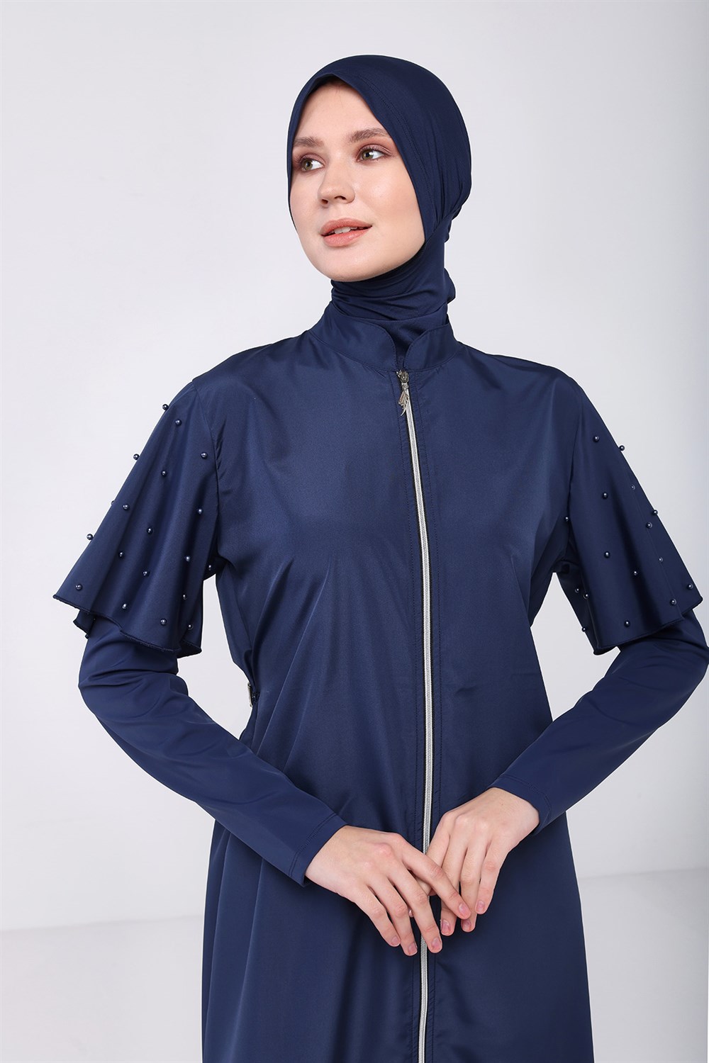 Tam Boy Tesettür Mayo İncili 2230 Koyu Lacivert Remsa Mayo