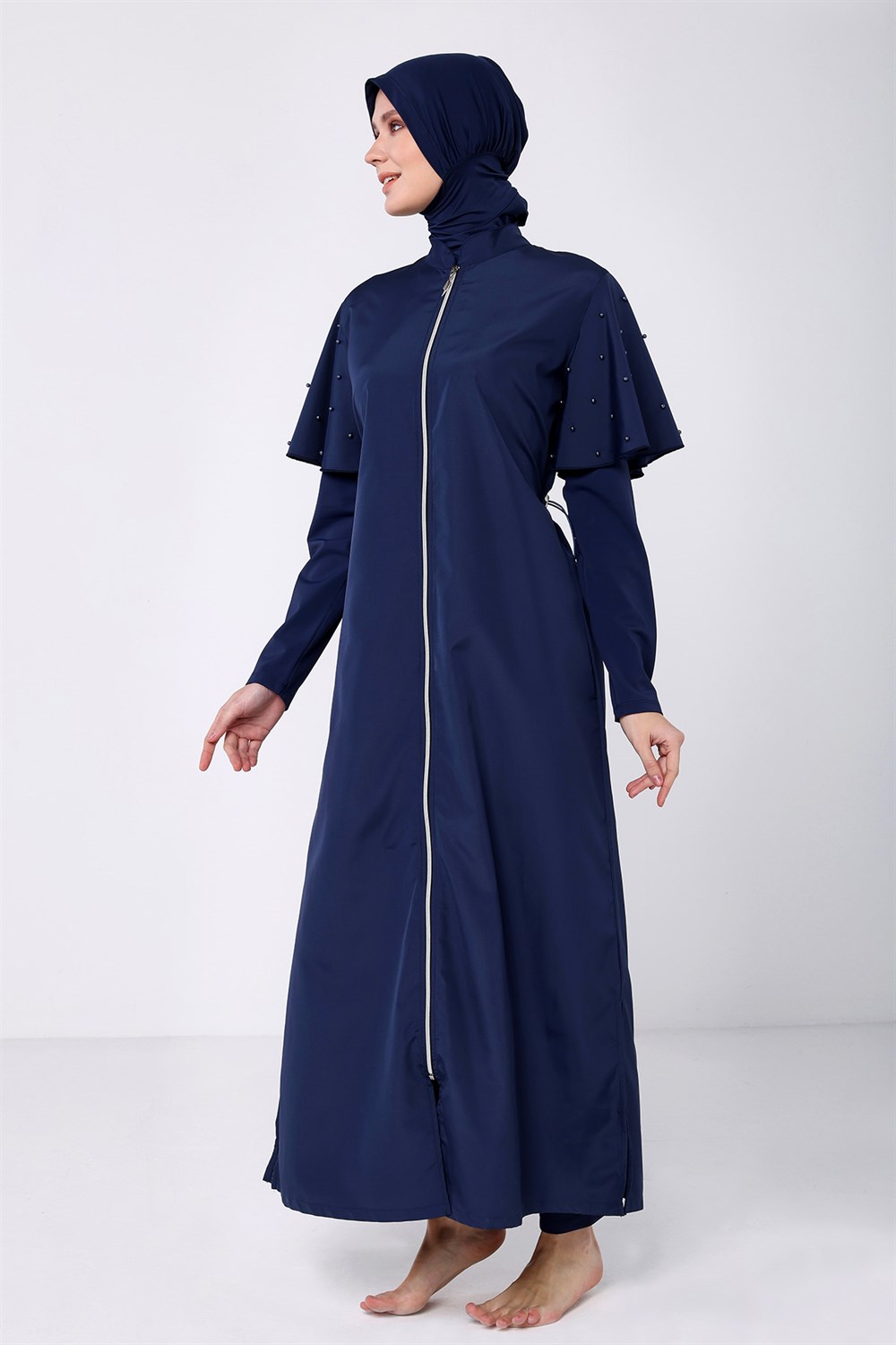 Tam Boy Tesettür Mayo İncili 2230 Koyu Lacivert Remsa Mayo