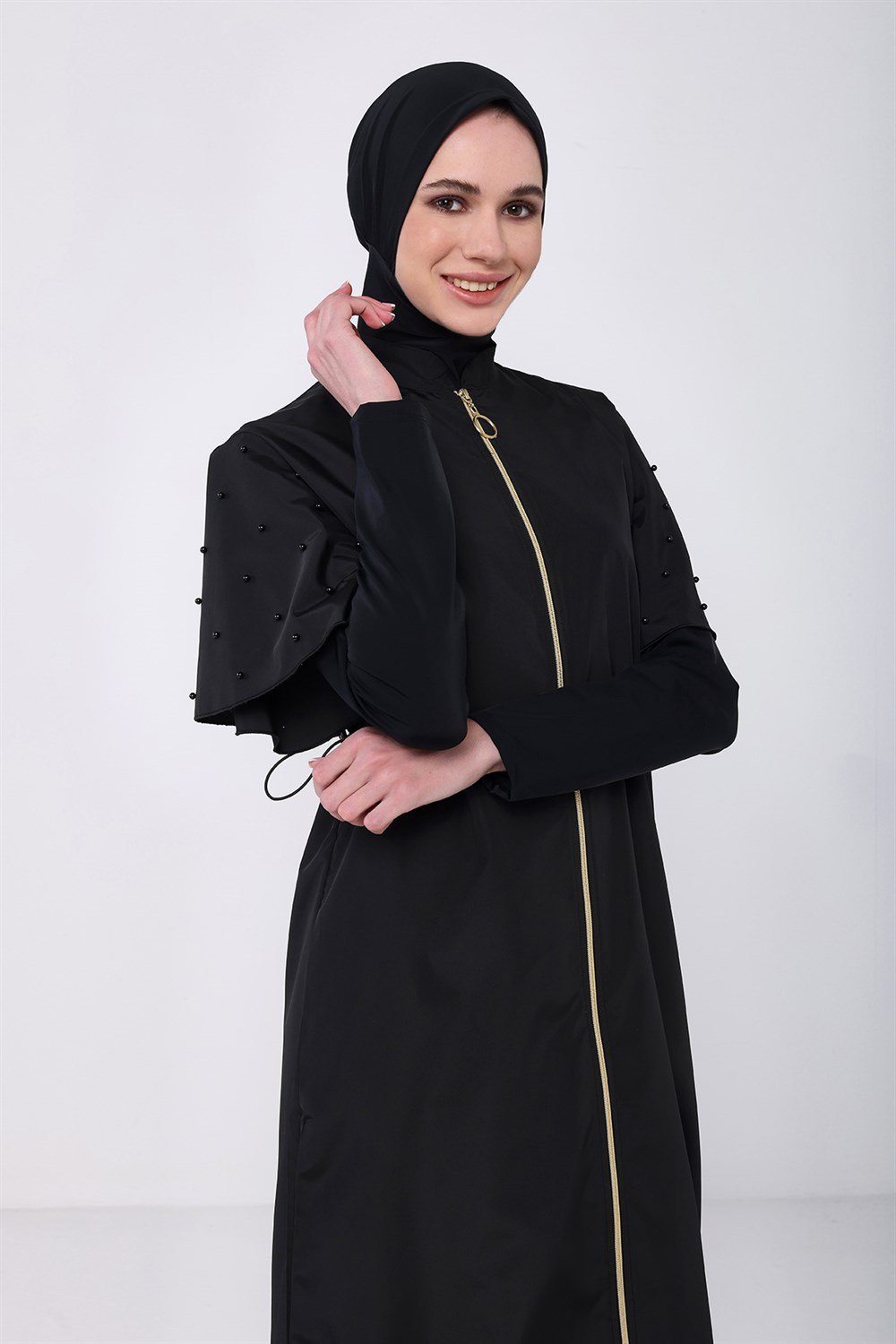 Tam Boy Tesettür Mayo İncili 2230 Siyah Remsa Mayo