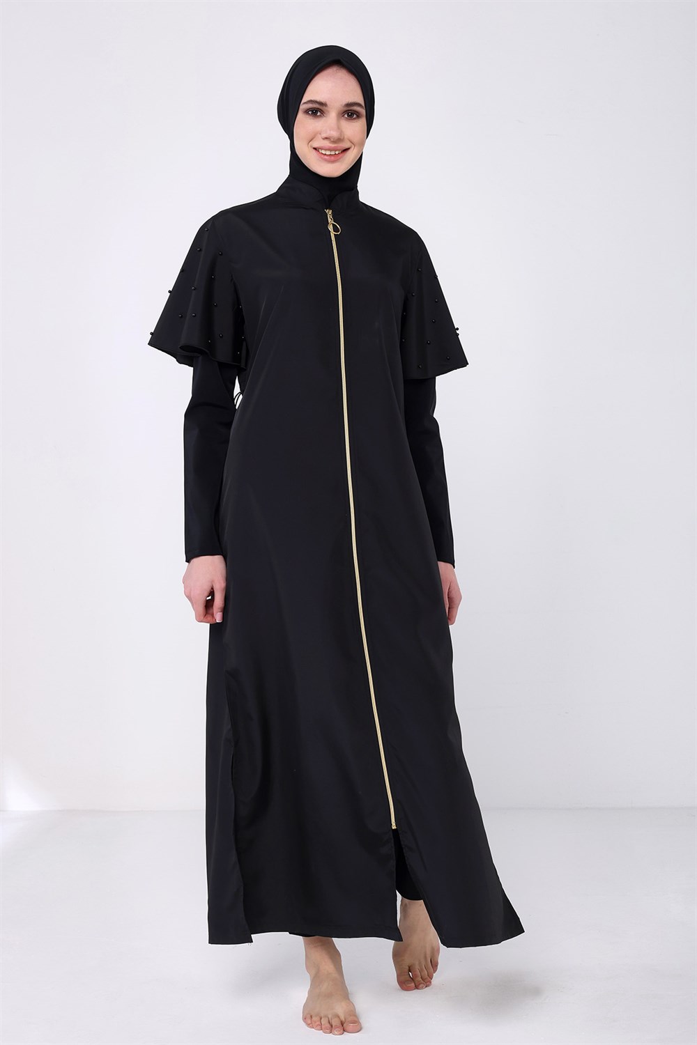 Tam Boy Tesettür Mayo İncili 2230 Siyah Remsa Mayo