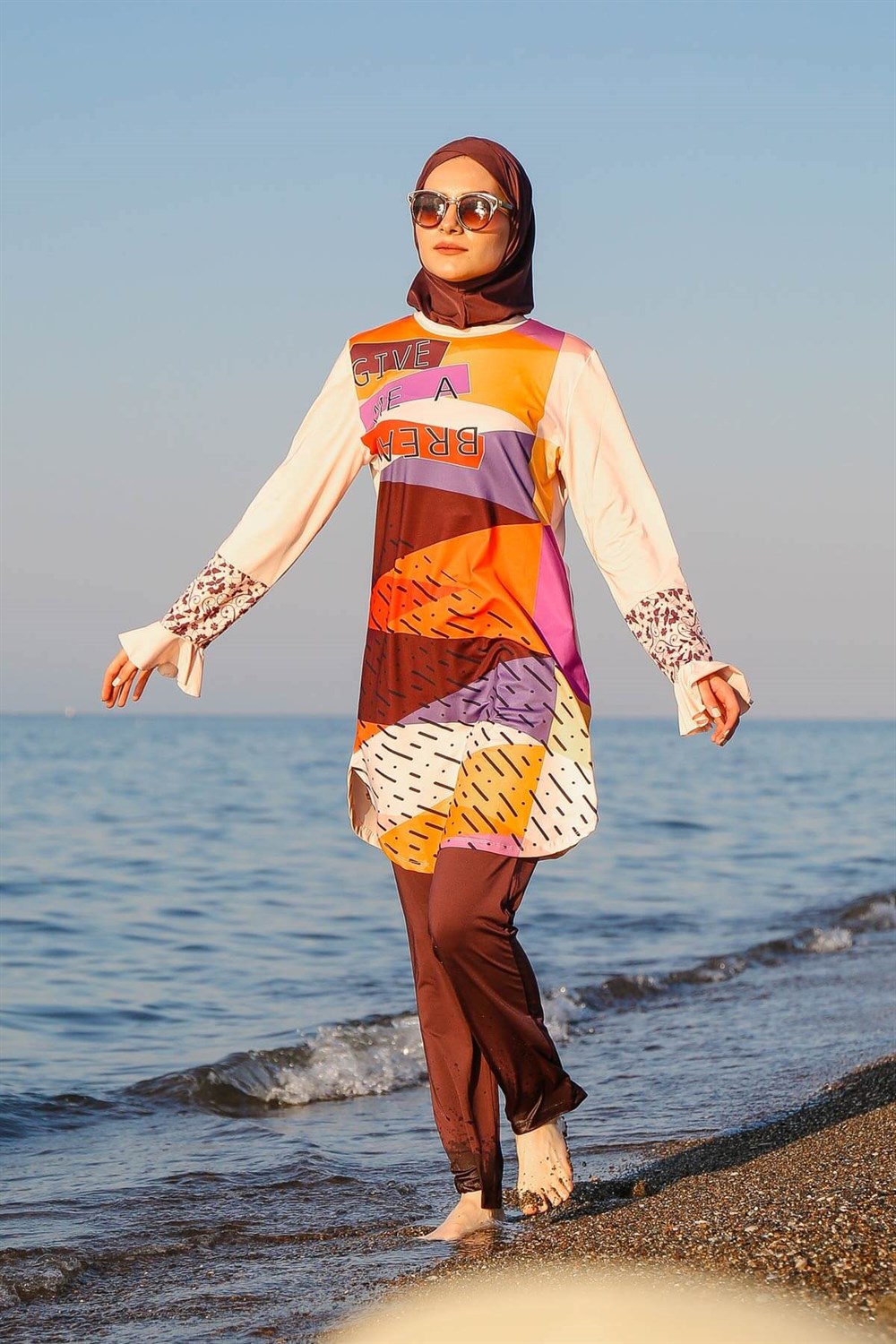 Tam Kapalı Mayo Kahverengi M2007-1841