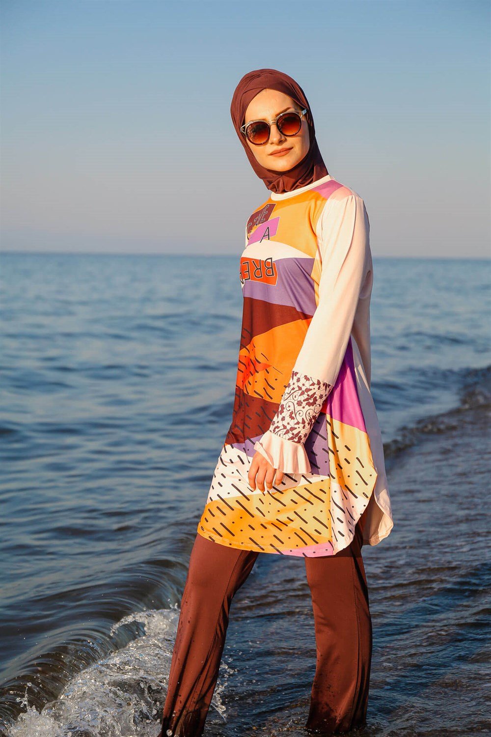 Tam Kapalı Mayo Kahverengi M2007-1841