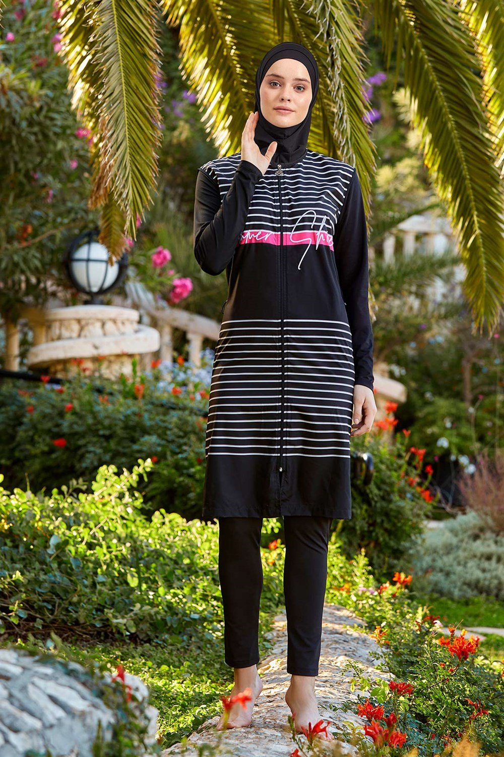 Tam Kapalı Tesettür Mayo 0542 Siyah Maresiva Remsa Mayo