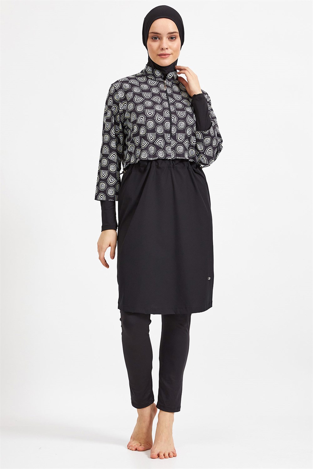 Tam Kapalı Tesettür Mayo 0555 Siyah Remsa Mayo